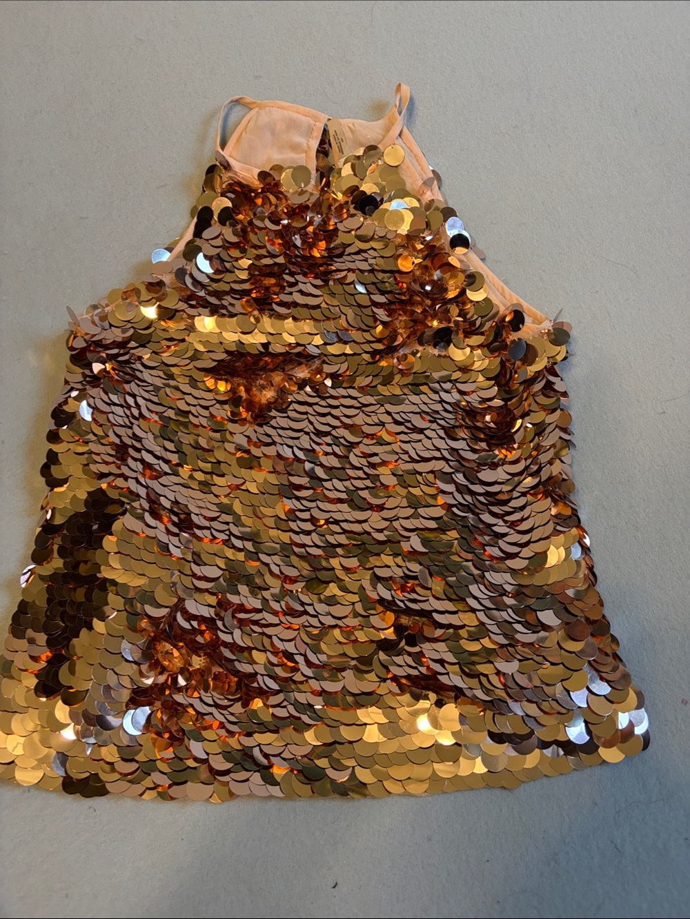 Ramy Brook Gold Sequin Halter Camisole